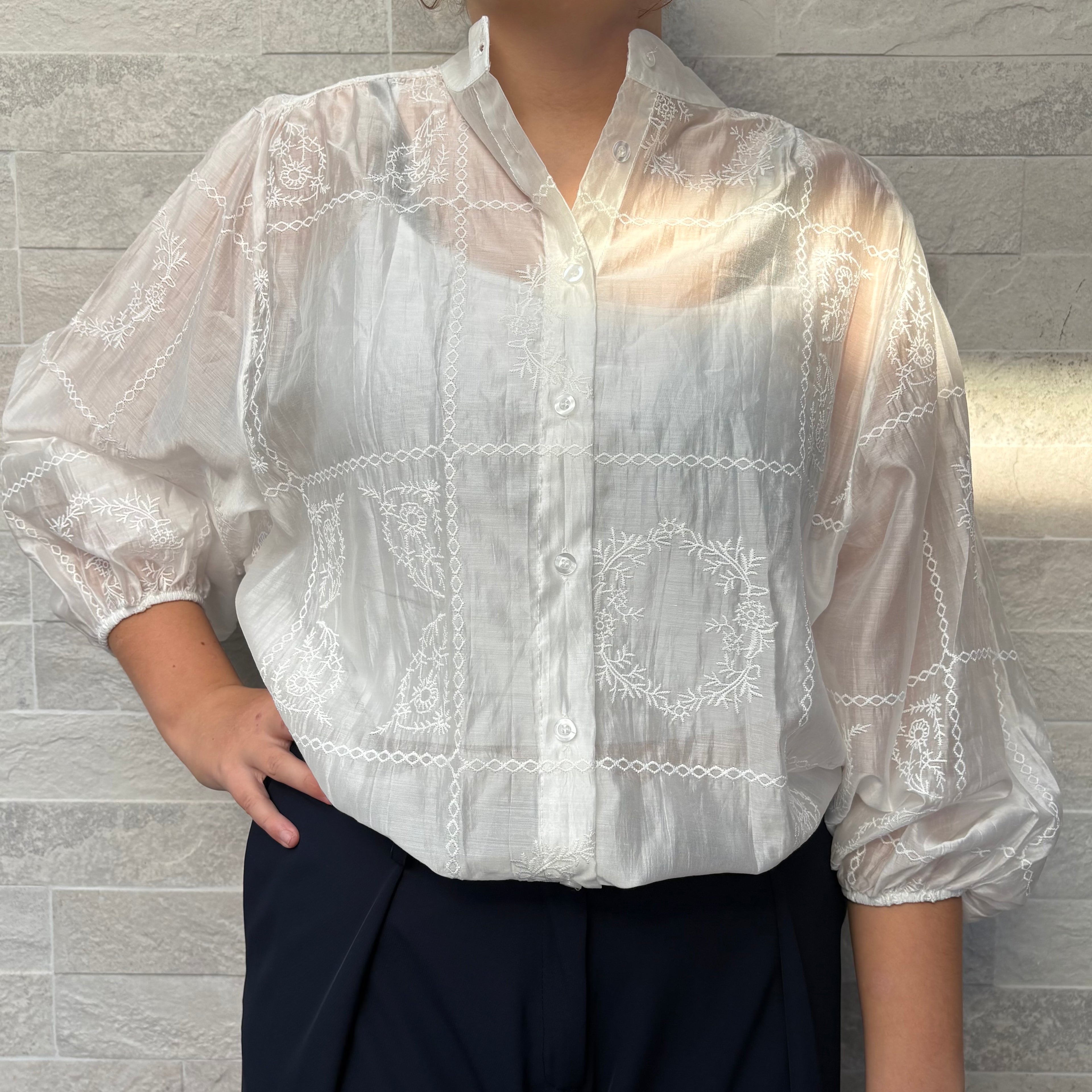 Blouse “Bohème Brodée” - HNOS4444BLANC