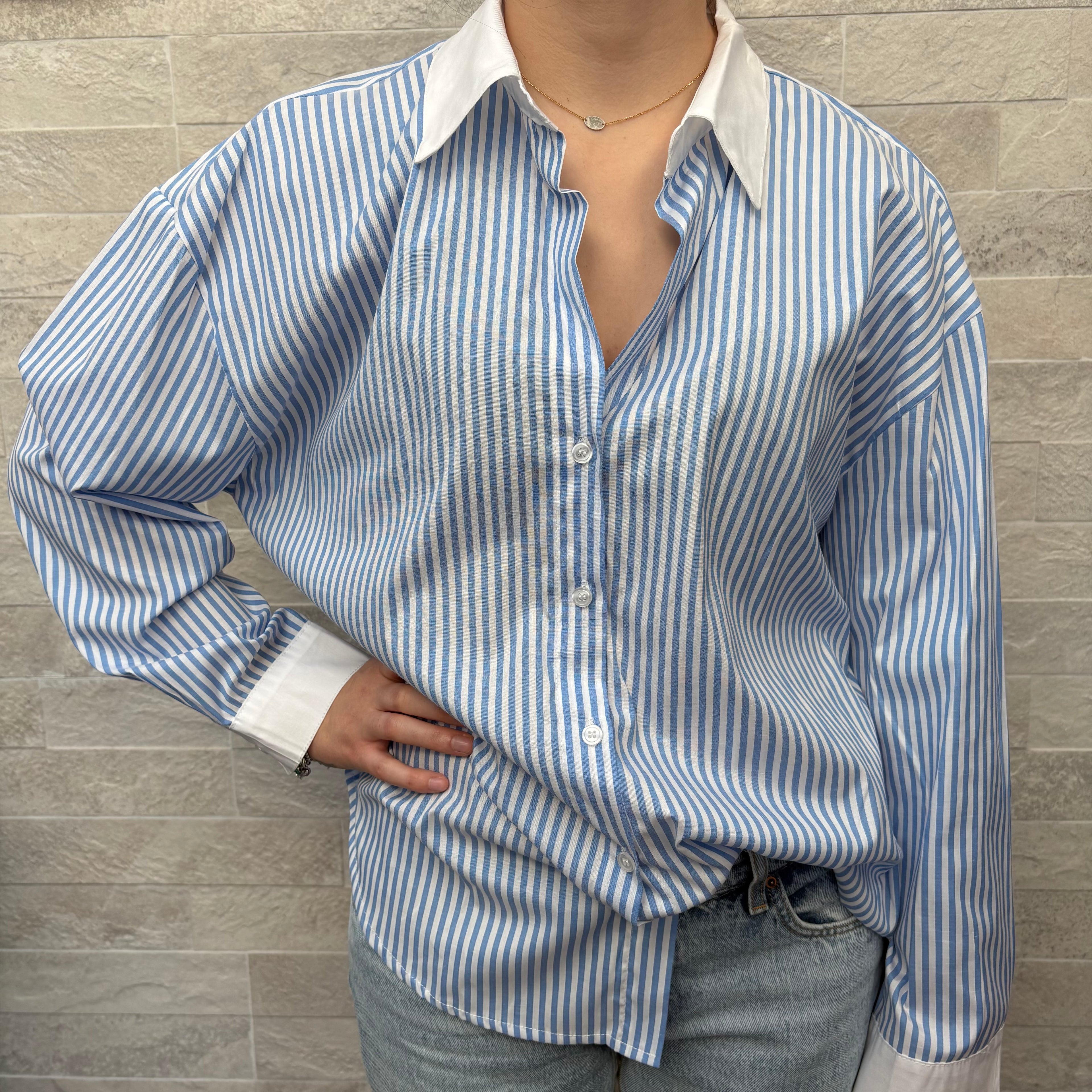 Chemise "Boyfriend Chic" à rayures - HSIS200014BLEU