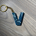 Lettre V bleu pailleté