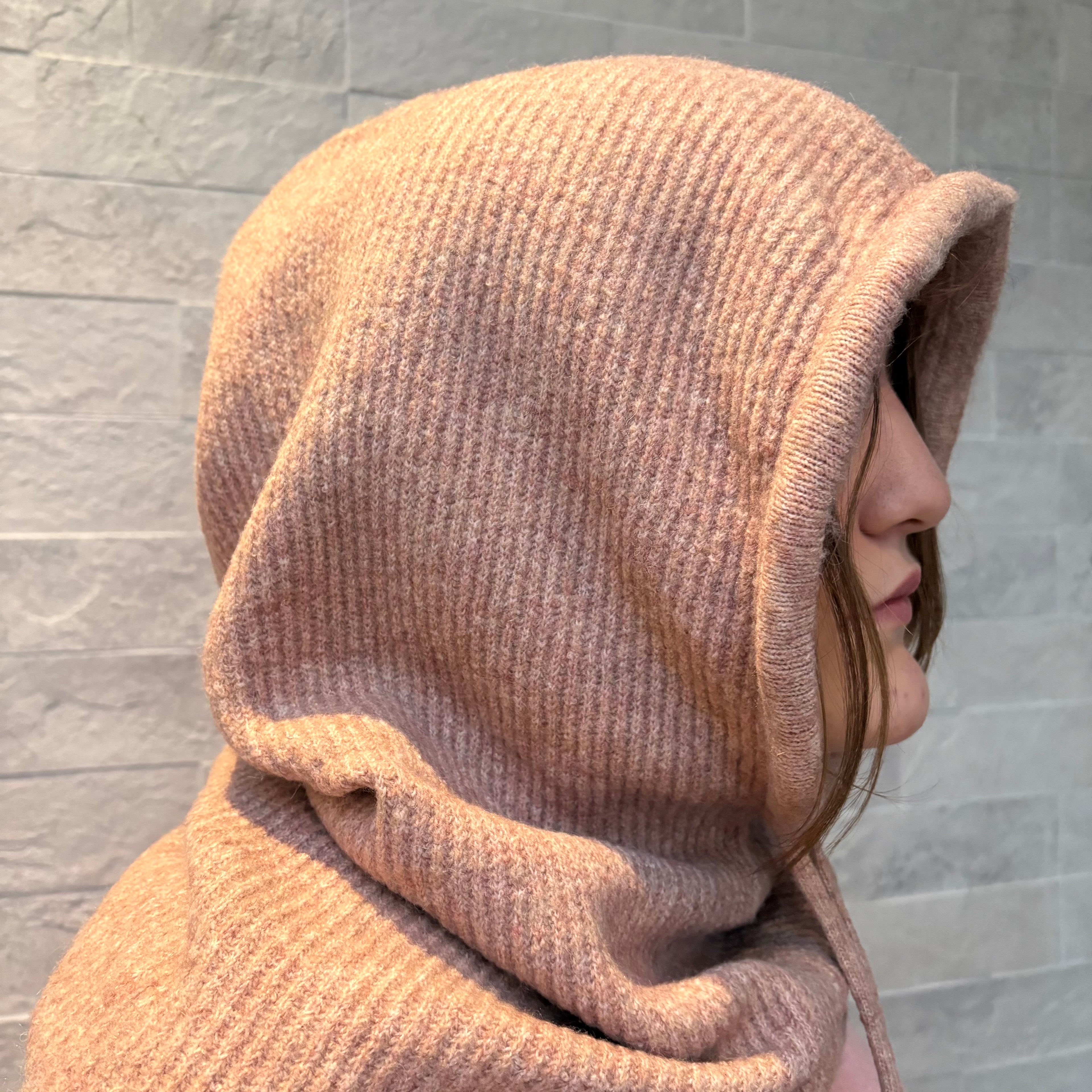 Echarpe à capuche rose pale