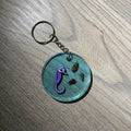 Porte-clé rond - Hippocampe et coquillages