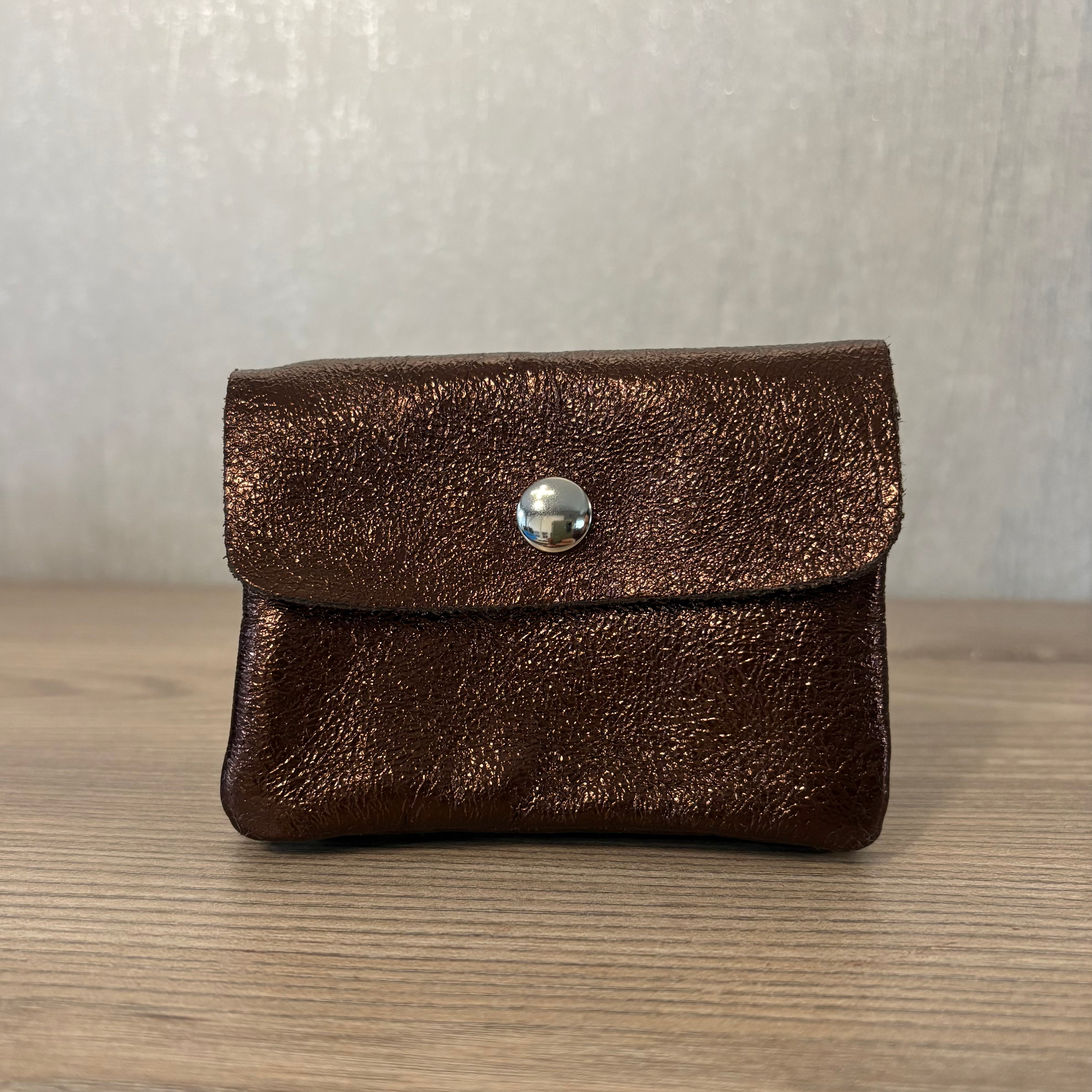 Portefeuille brun métallisé